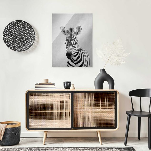 Glass print - Baby Zebra Zoey Black And White