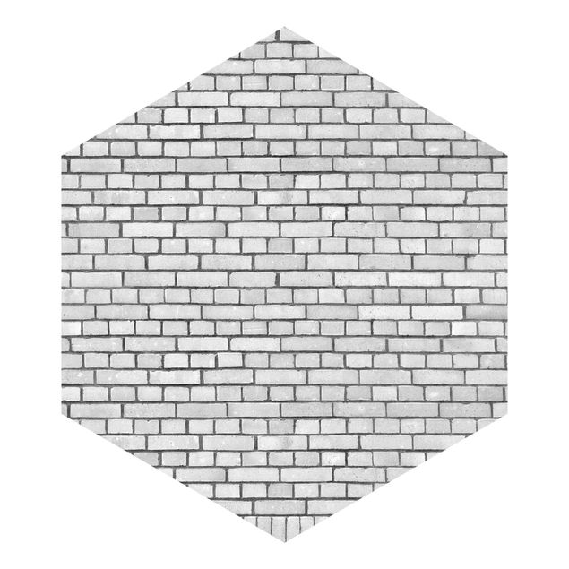 Self-adhesive hexagonal wall mural - Brick Wall White