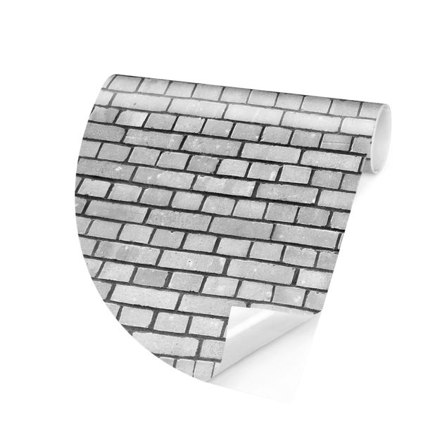 Self-adhesive round wallpaper - Brick Wall White