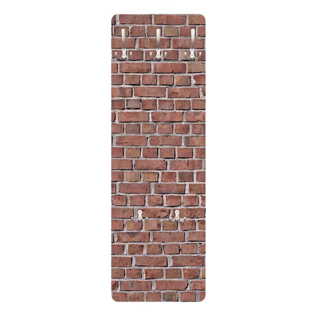 Coat rack stone effect - Brick Tile Wallpaper Red