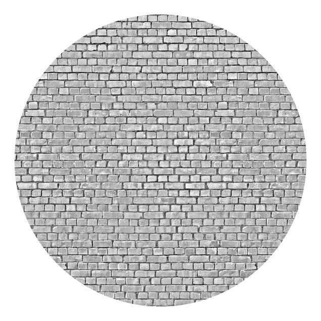 Self-adhesive round wallpaper - Brick Tile Wallpaper Black And White