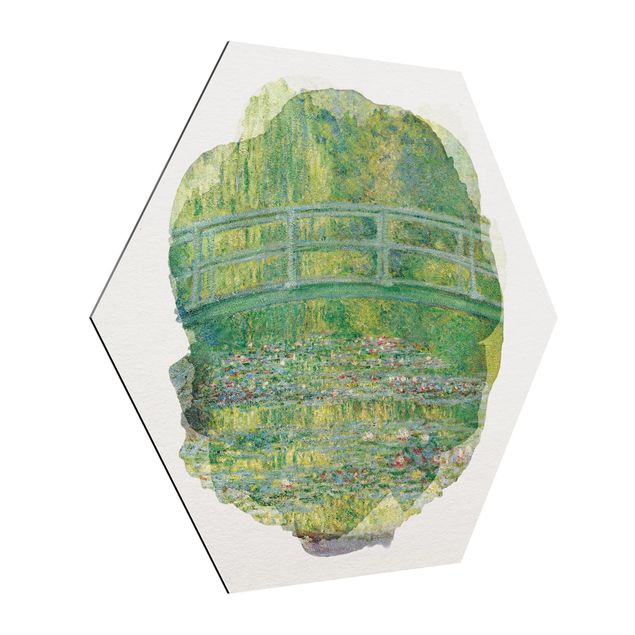 Alu-Dibond hexagon - Water Colours - Claude Monet - Japanese Bridge