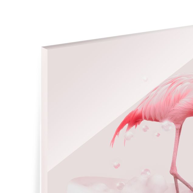 Glass print - Bath Tub Flamingo - Square 1:1