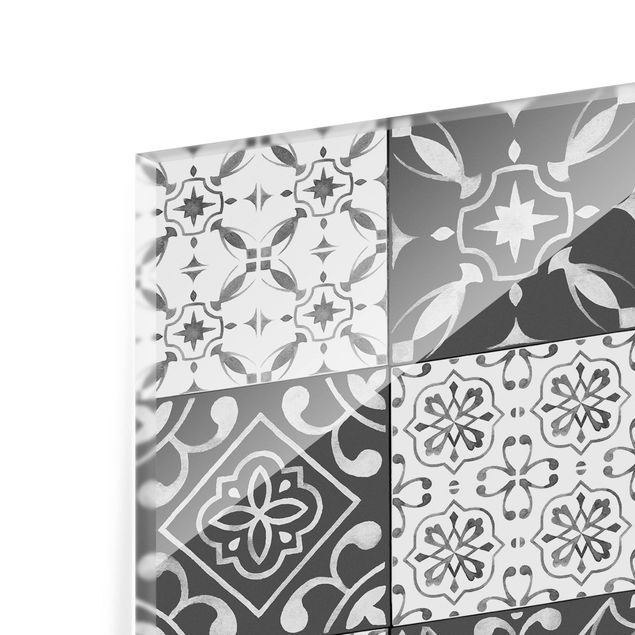 Glass Splashback - Tile Pattern Mix Gray White - Square 1:1