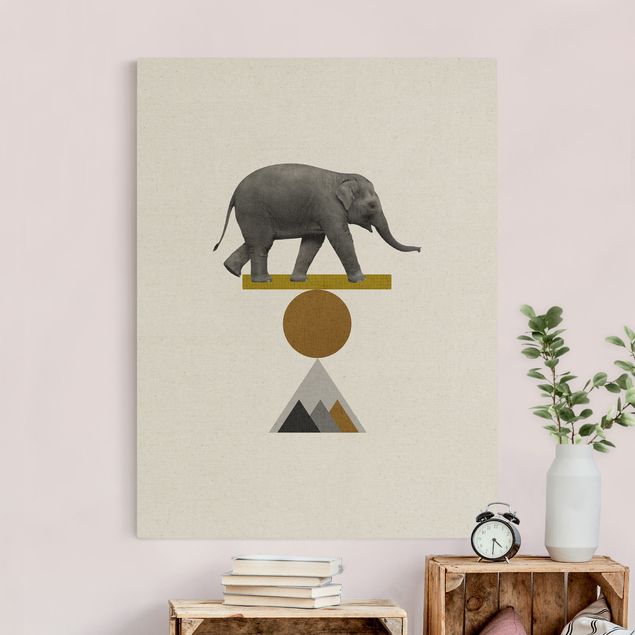 Natural canvas print - Art Of Balance Elephant - Portrait format 3:4