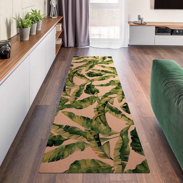 contemporary rugs Banana Leaf Watercolour Pattern