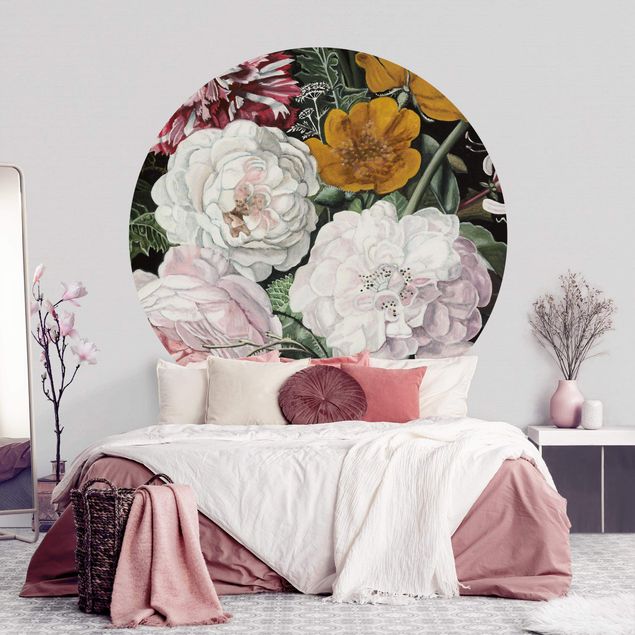 Self-adhesive round wallpaper - Baroque Bouquet