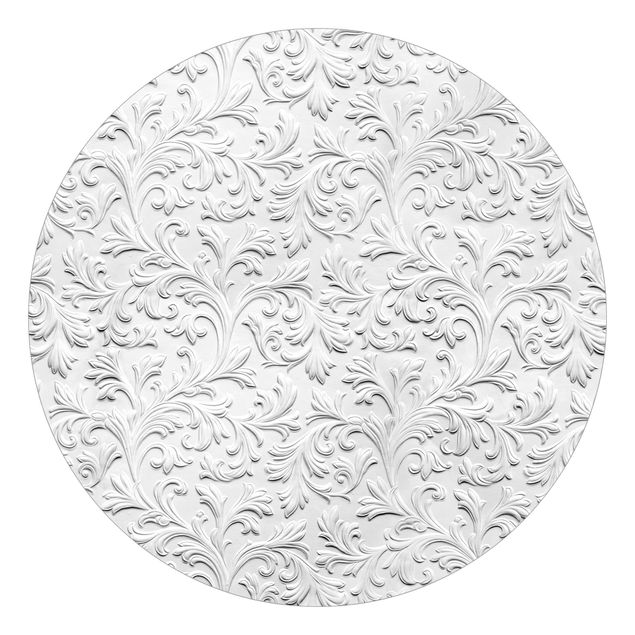 Self-adhesive round wallpaper - Baroque Pattern Plaster Optics