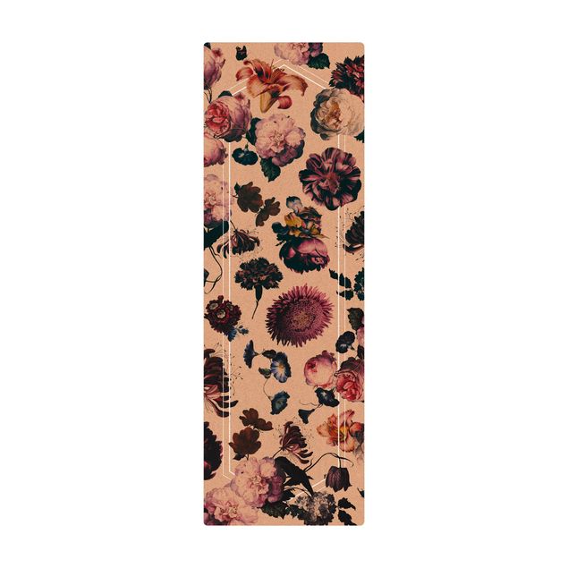 large floor mat Baroque Flowers With white Geometry