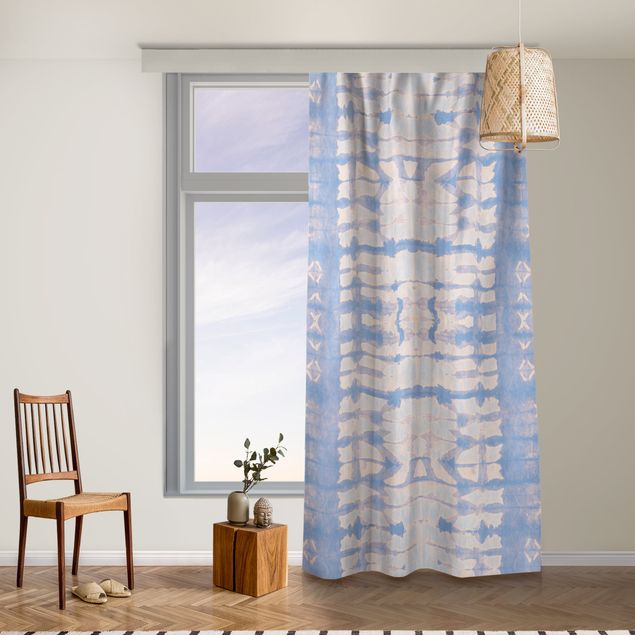 Striped curtains Batik Stripes In Apricot Pink And Blue