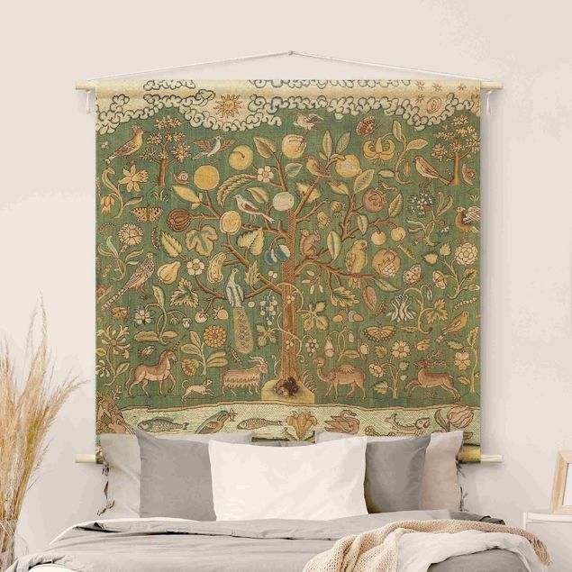 modern tapestry Tree With Animals In Textile Look