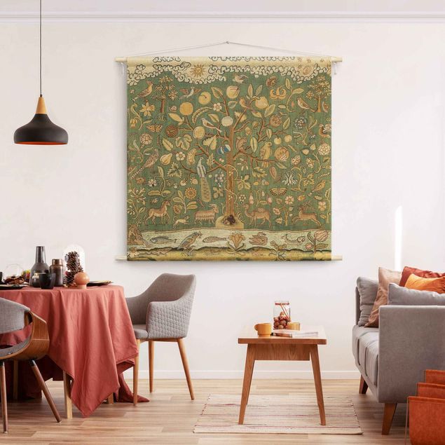 tapestry nature Tree With Animals In Textile Look