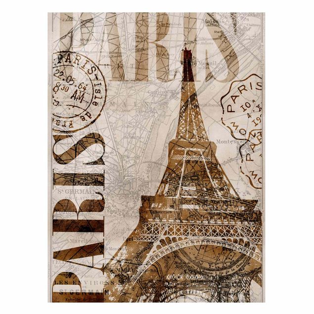 Magnetic memo board - Shabby Chic Collage - Paris