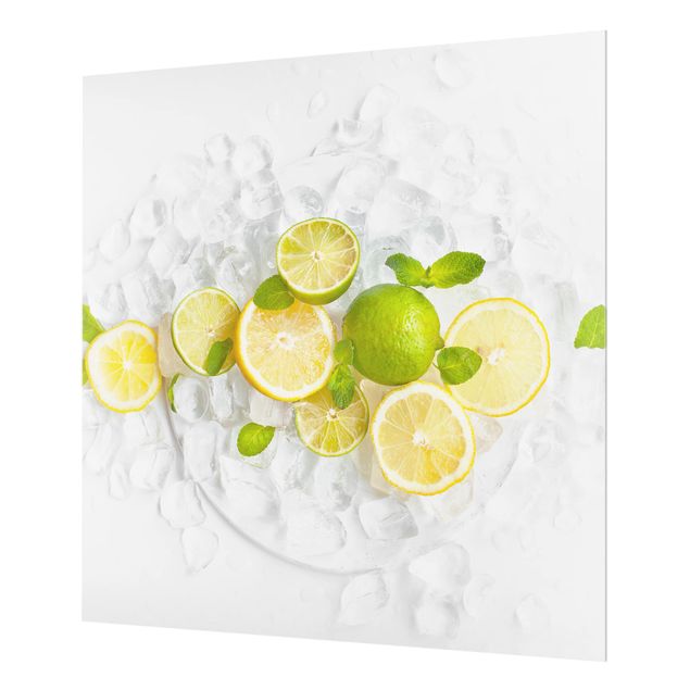 Glass Splashback - Citrus Fruits On Ice - Square 1:1