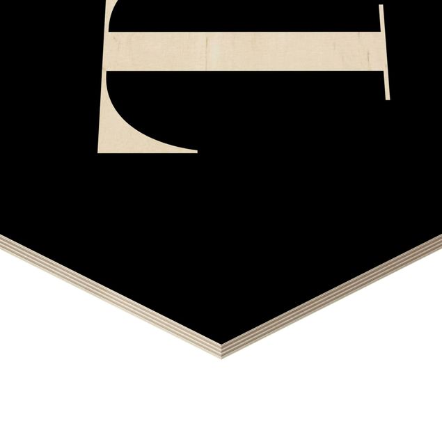 Wooden hexagon - Letter Serif Black T