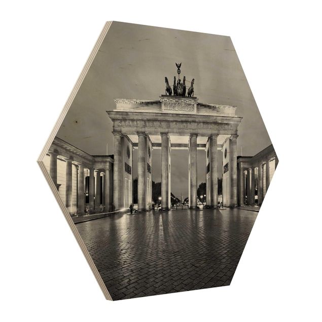Wooden hexagon - Illuminated Brandenburg Gate II