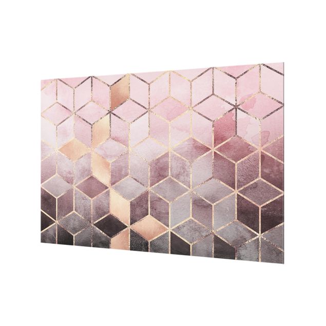 Splashback - Pink Grey Golden Geometry
