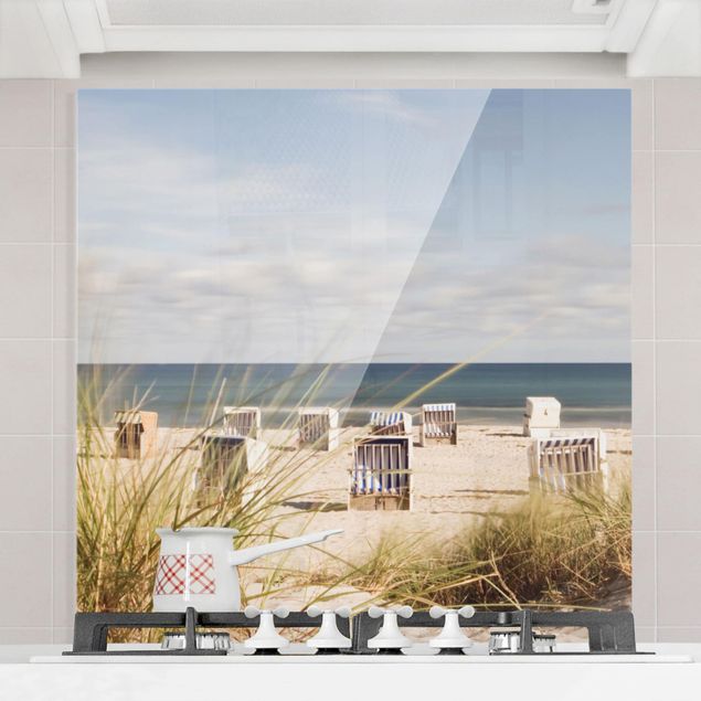 Glass splashback landscape Baltic Sea And Beach Chairs