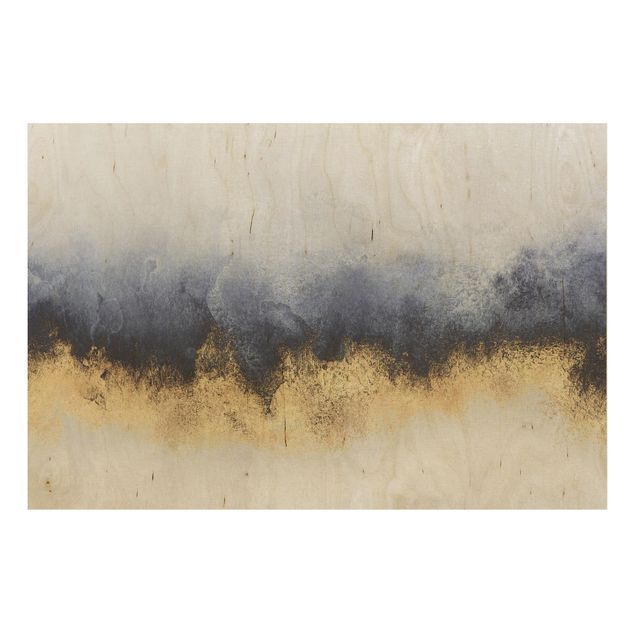 Print on wood - Cloudy Sky With Gold