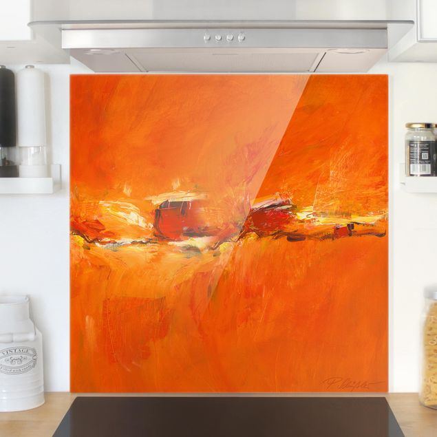 Glass splashback abstract Petra Schüßler - Composition In Orange
