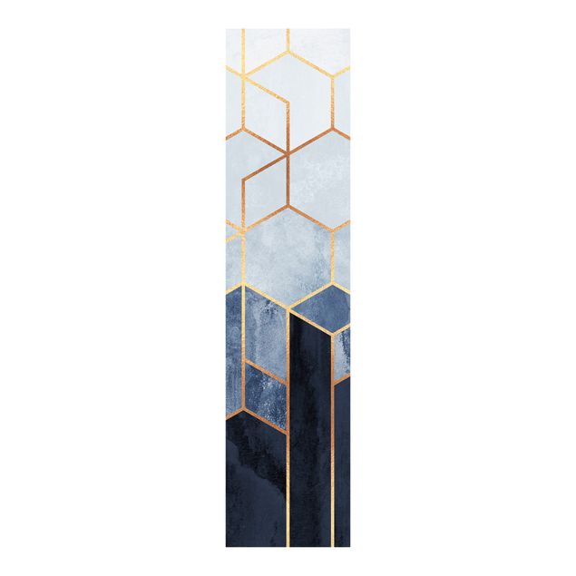Sliding panel curtain - Golden Hexagons Blue White
