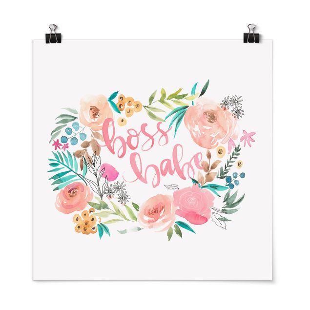 Poster - Pink Flowers - Boss Babe