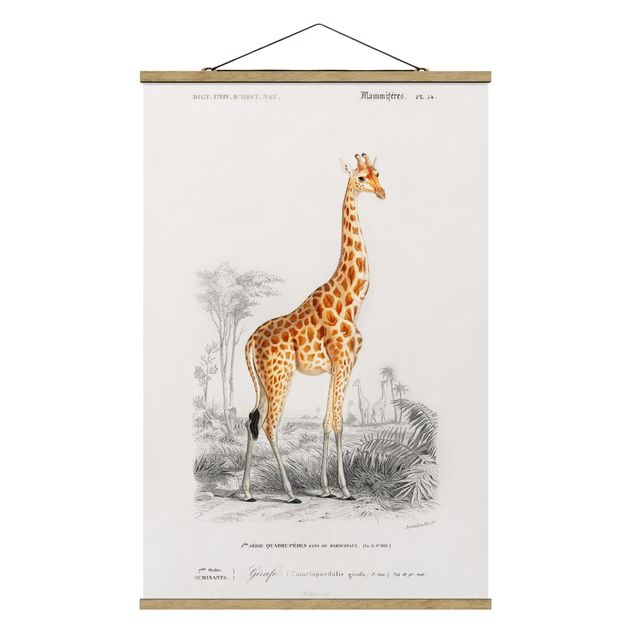 Fabric print with poster hangers - Vintage Board Giraffe