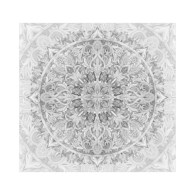 Shower wall cladding - Mandala Watercolour Ornament Pattern Black And White