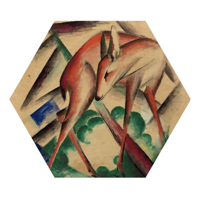 Wooden hexagon - Franz Marc - Deer