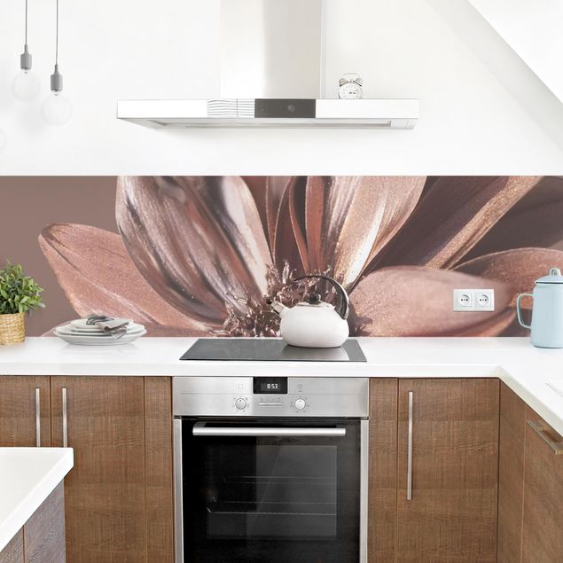 Kitchen wall cladding - Copper Golden Dahlia Dream