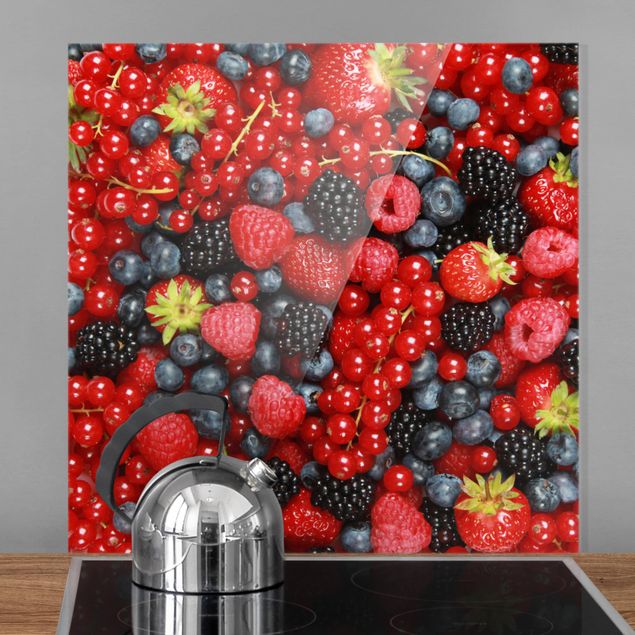 Glass splashback kitchen fruits and vegetables Fruity Berries