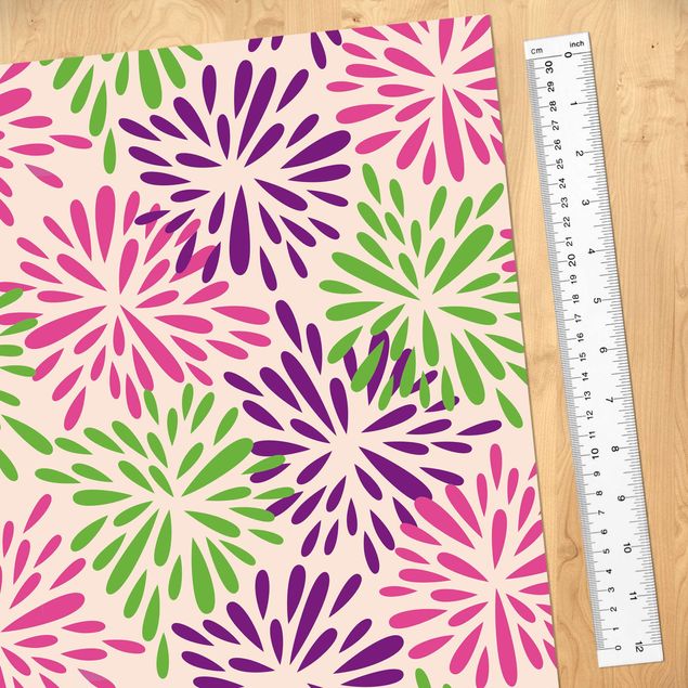 Adhesive film - Modern Floral Pattern With Abstract Flowers