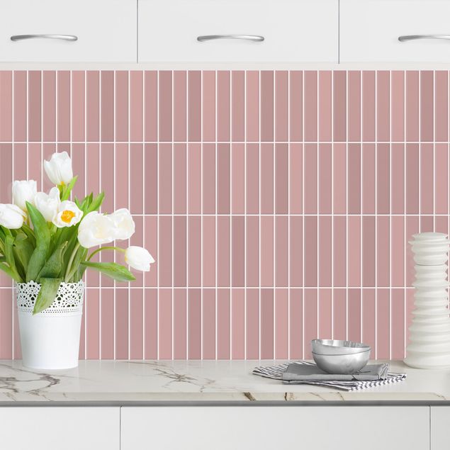 Kitchen splashback plain Subway Tiles -Antique Pink