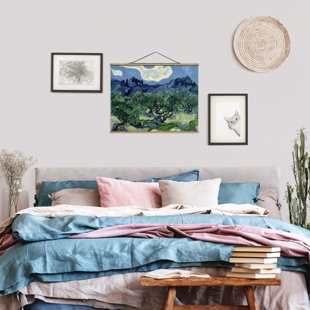 Fabric print with poster hangers - Vincent Van Gogh - Olive Trees