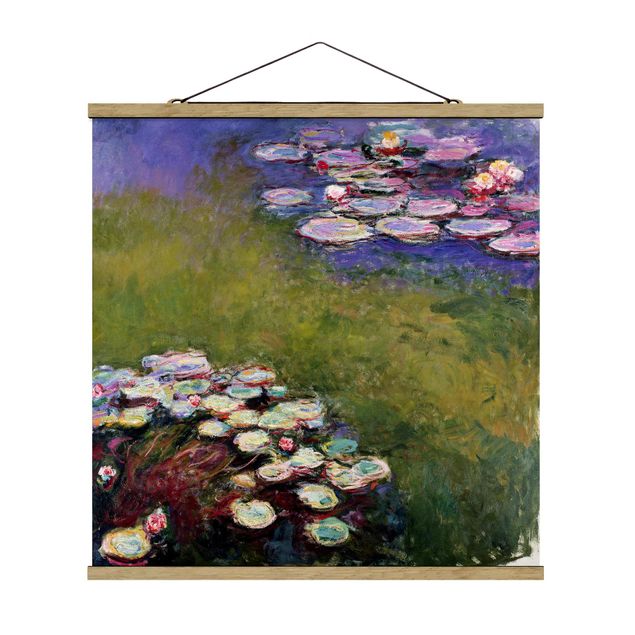 Fabric print with poster hangers - Claude Monet - Water Lilies