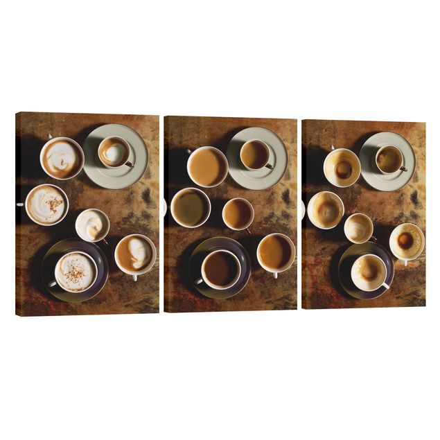 Print on canvas 3 parts - Trilogy of coffee cups