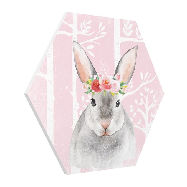 Hexagon Picture Forex - Watercolor Bunny Pink