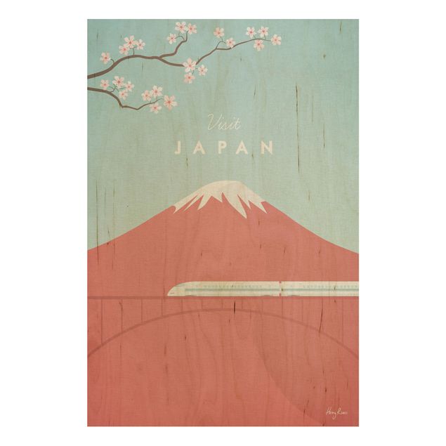 Print on wood - Travel Poster - Japan