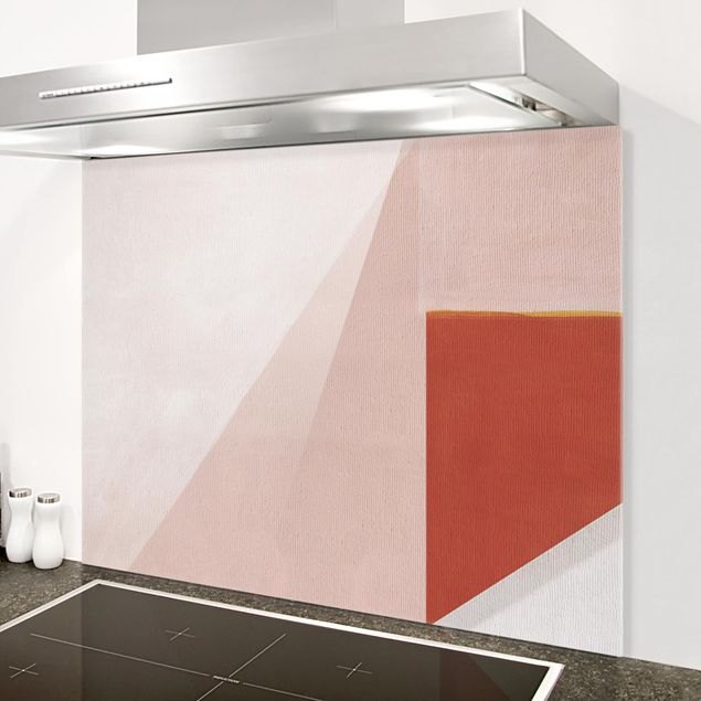 Glass splashback kitchen abstract Pink Geometry