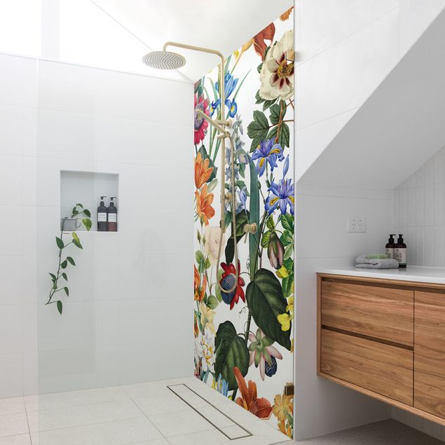Shower wall cladding - Colourful Magnificent Flowers