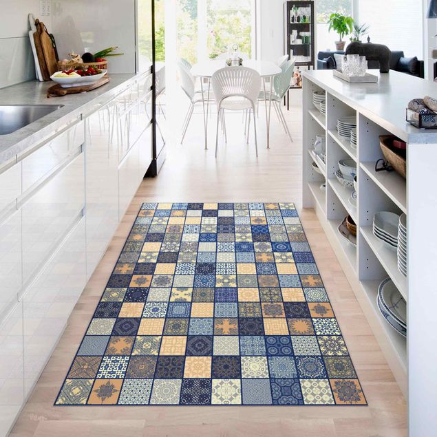 tile effect rug Sunny Mediterranian Tiles With Blue Joints