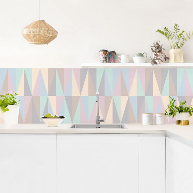 Kitchen splashbacks Triangles In Pastel Colours