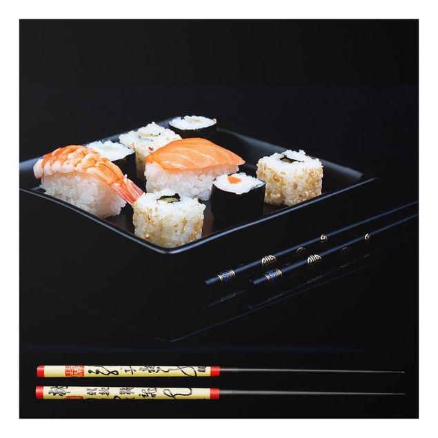 Splashback - Sushi With Chop Sticks Black
