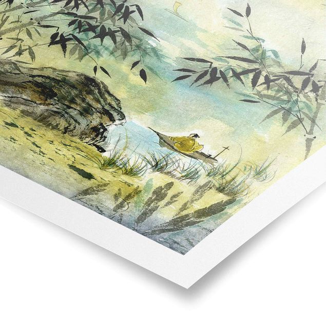 Poster - Japanese Watercolour Drawing Bamboo Forest