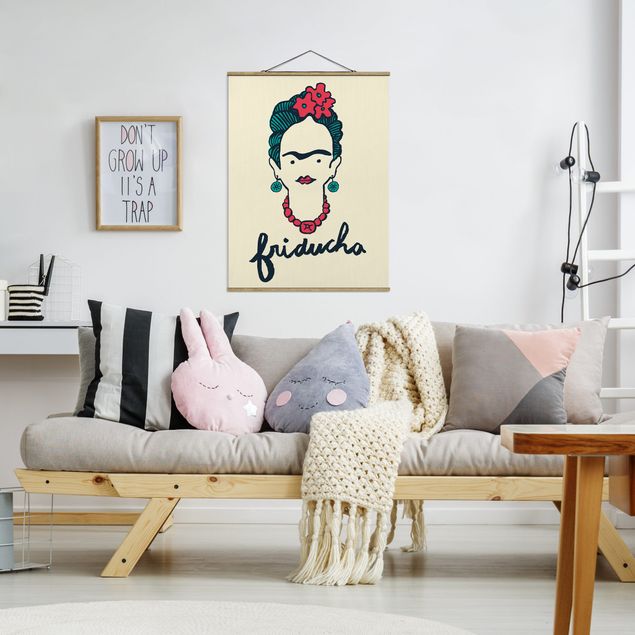 Fabric print with poster hangers - Frida Kahlo - Friducha