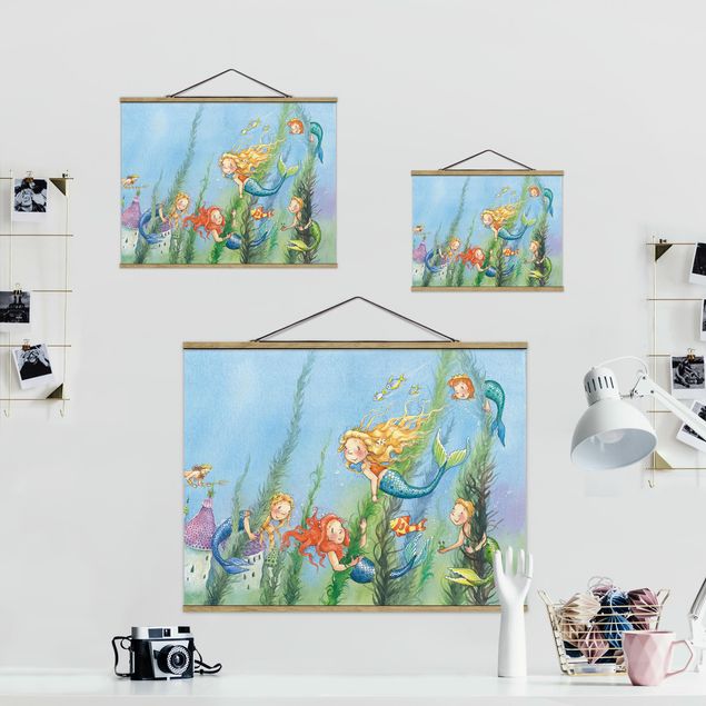 Fabric print with poster hangers - Matilda The Mermaid Princess