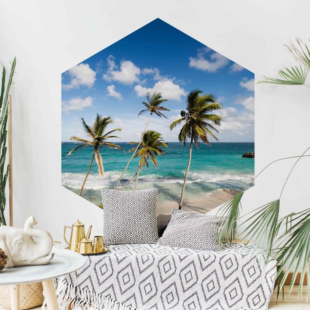 Self-adhesive hexagonal pattern wallpaper - Beach Of Barbados