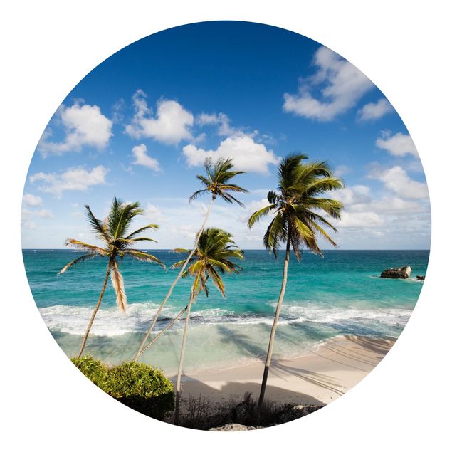 Self-adhesive round wallpaper beach - Beach Of Barbados