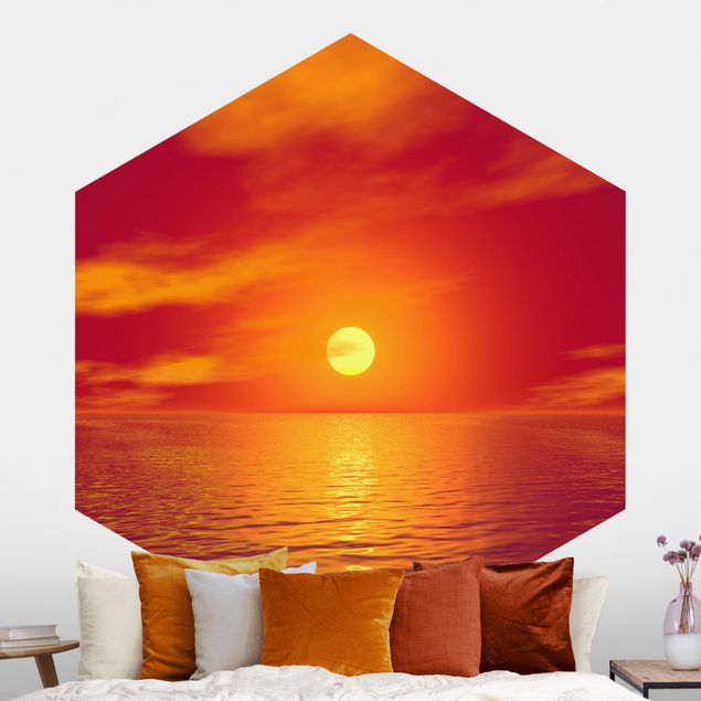 Hexagonal wall mural Beautiful Sunset
