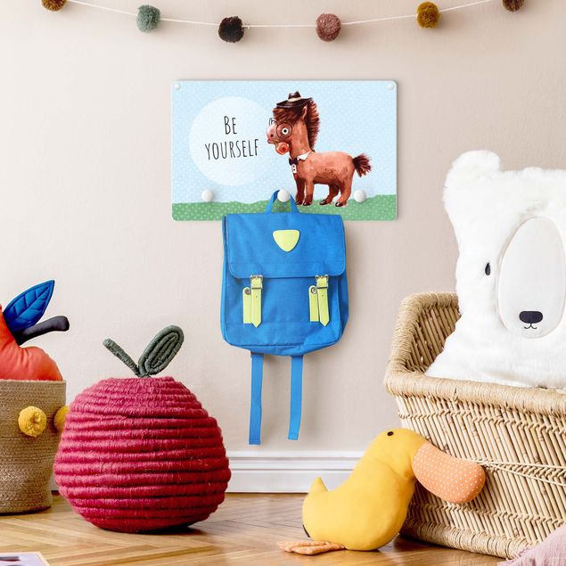 Coat rack for children - Bespectacled Pony With Text Be Yourself